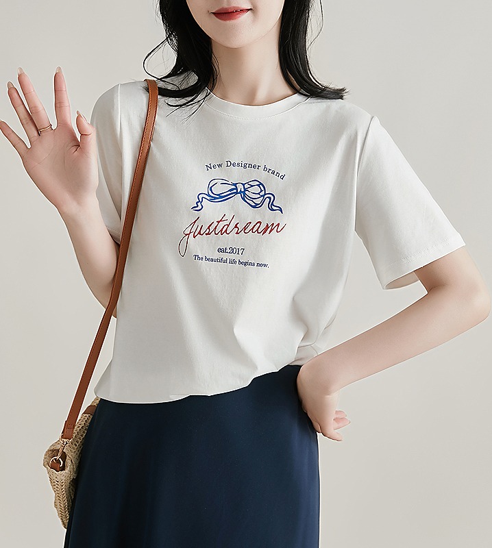 수입여성의류 라운드넥 코튼 티셔츠